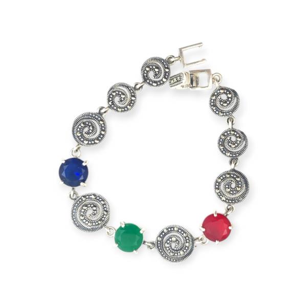 925 Sterling Silver Bracelet Multi Colour Design